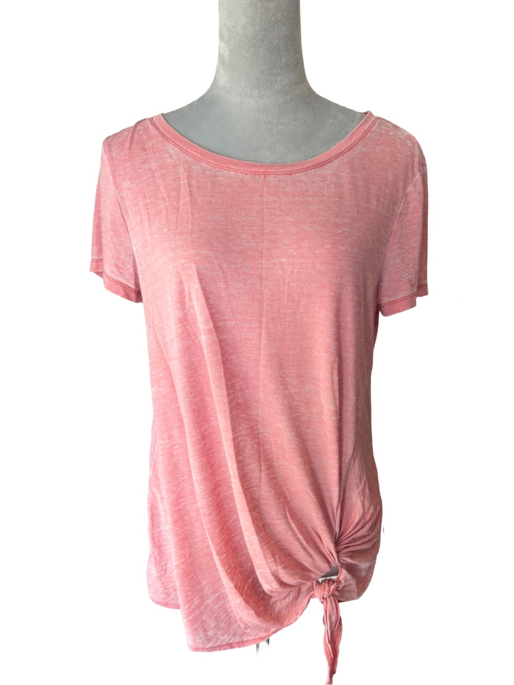 Caslon Nordstrom XS Pink Slub Knit Side Tie Front Tee Shirt Soft Girl Coquette